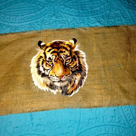 New Game Day Tiger Burlap Table Runner - Picture 3 of 7